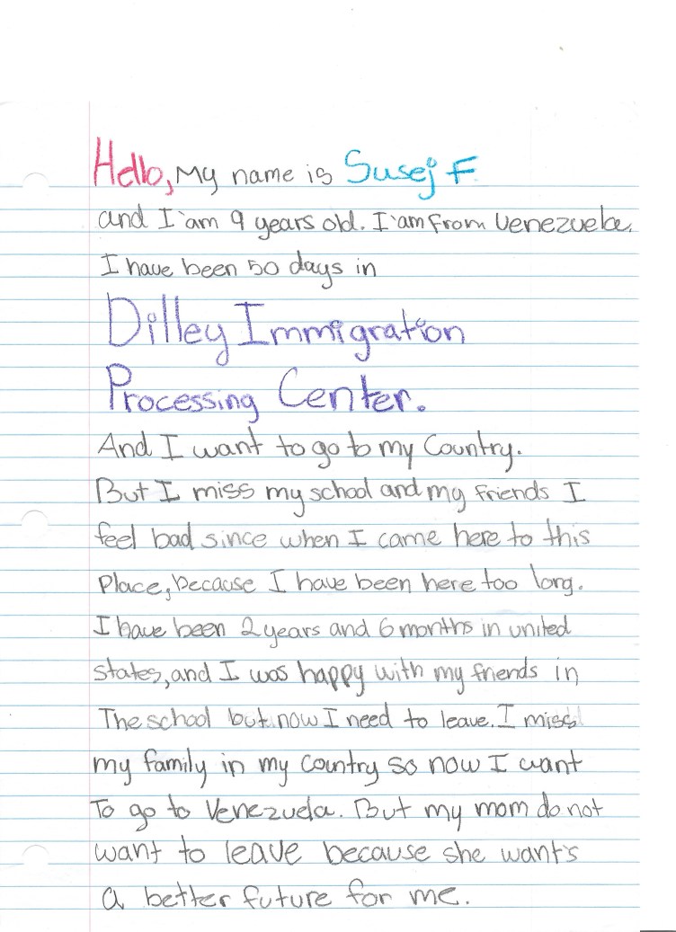 Letters From the Children Detained at ICE’s Dilley Facility — ProPublica