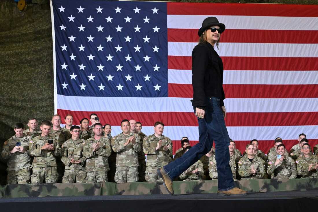 Army reviewing after helicopters hovered alongside Kid Rock's swimming pool as he saluted : NPR