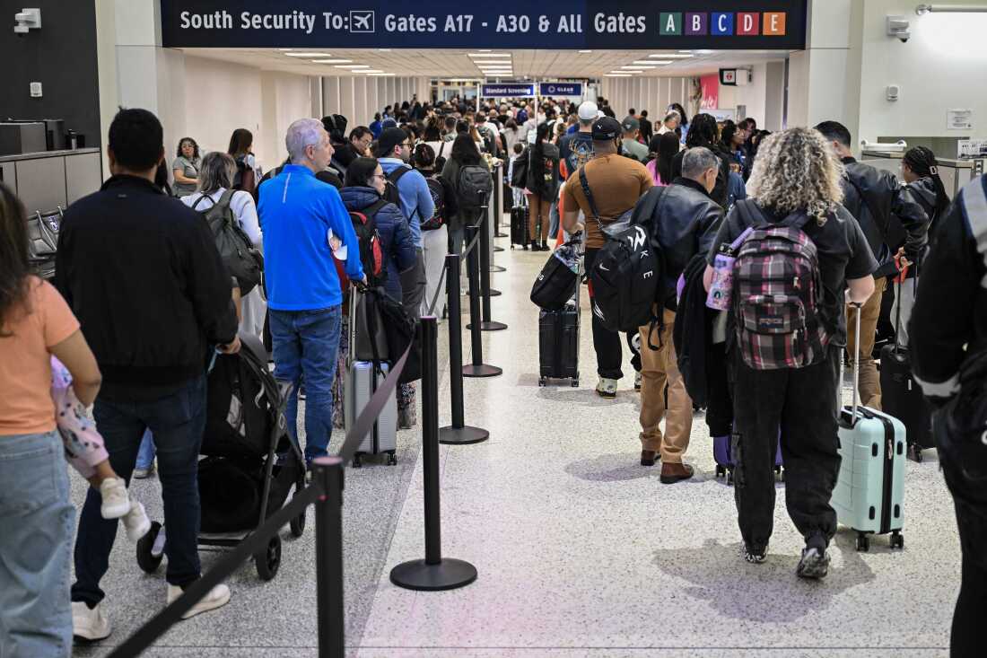 TSA wait times are unpredictable amid government shutdown : NPR